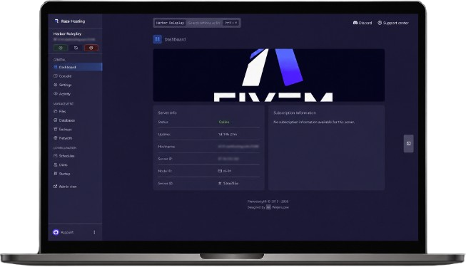 Raze Hosting game control panel